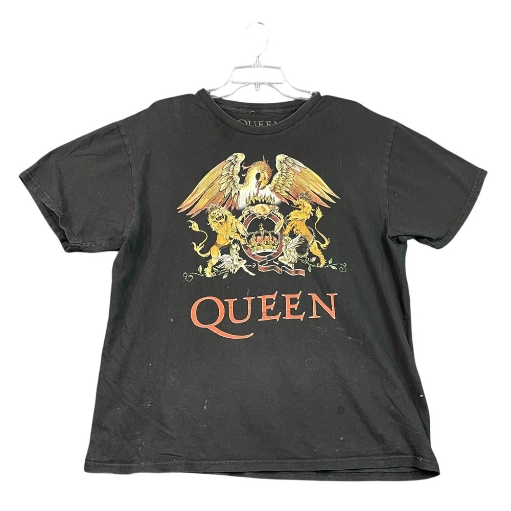 Queen T-Shirt Men XL Black Classic Crest Logo Freddie Mercury Graphic Streetwear